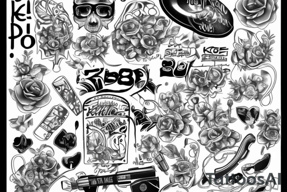 808 with big punto top of it -keine will das du gewinnst- bottom of it -richtung beverly hills- tattoo idea