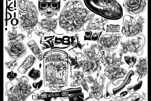 808 with big punto top of it -keine will das du gewinnst- bottom of it -richtung beverly hills- tattoo idea