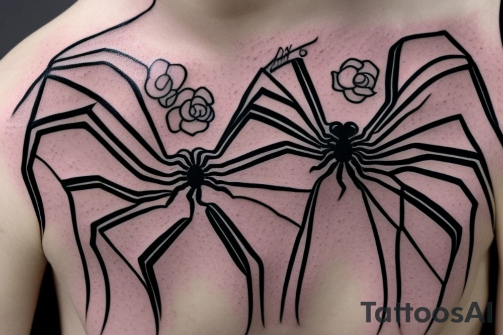 Spider tattoo with rose tattoo idea