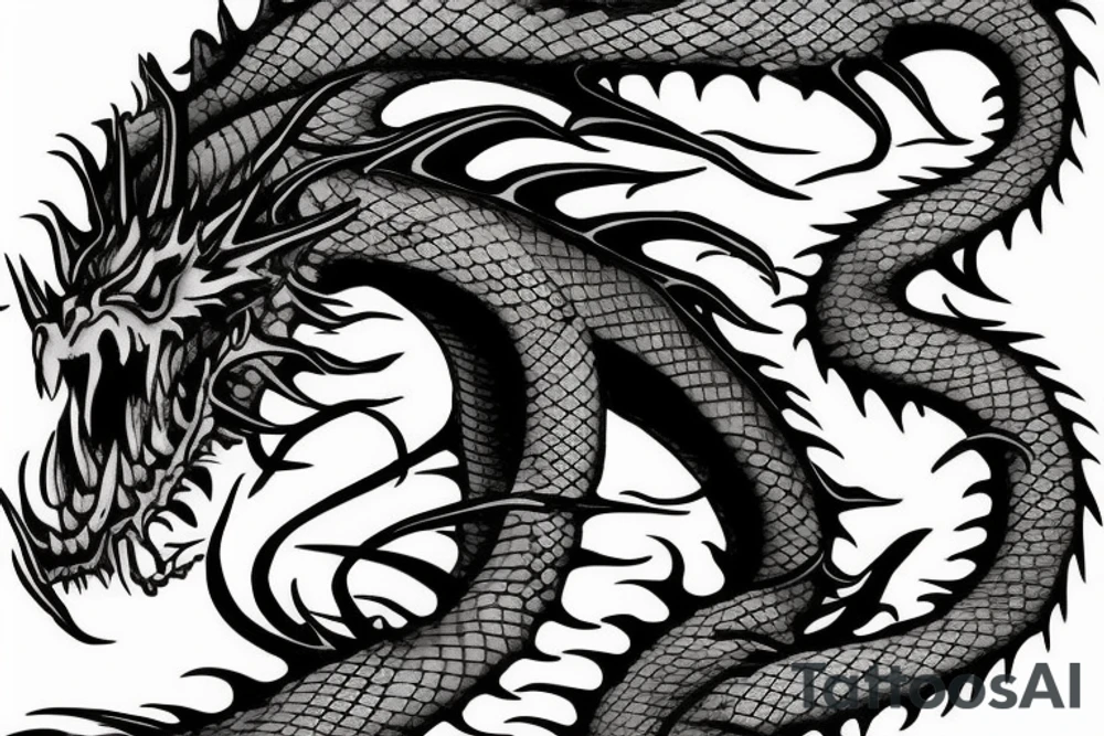 Word Miles with the letter s turning into a dragon tattoo idea