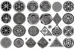 Cancer zodiac with flower of life and pyramid and Spiral tattoo idea