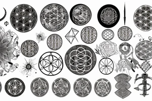 Cancer zodiac with flower of life and pyramid and Spiral tattoo idea