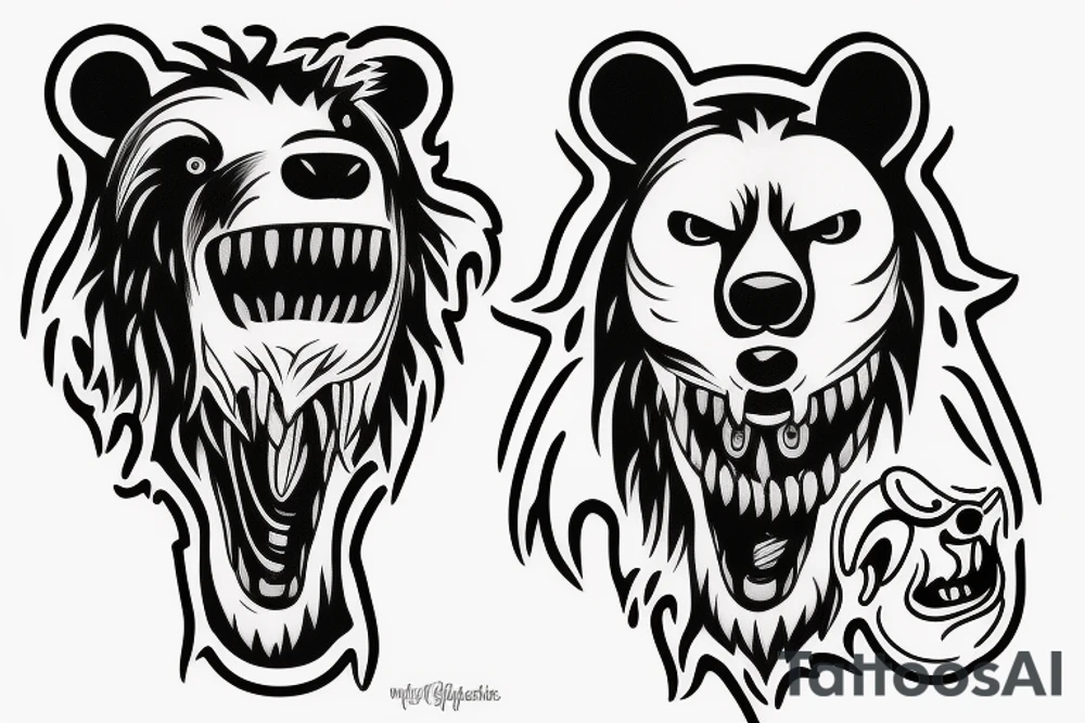 a bear with a ghost in its mouth tattoo idea