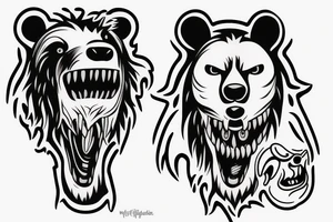 a bear with a ghost in its mouth tattoo idea