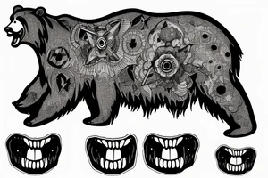 a bear with a ghost in its mouth tattoo idea