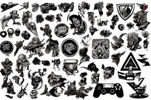 Playstation game characters and symbols tattoo idea