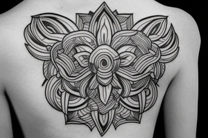 one line david head tattoo with a lotus on the top tattoo idea