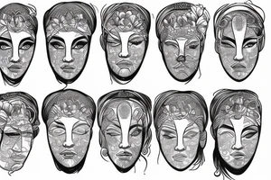 one line greek david head cut in half diagonally with a lotus on the top tattoo idea