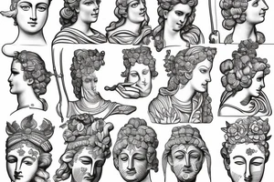 Join the fun!
One line ancient greek statue. Greece mythology sculpture hand drawn continuous line art of David head with lotus flower tattoo idea