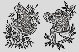 frog and flowers tattoo idea