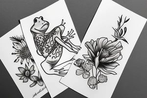 frog and flowers tattoo idea