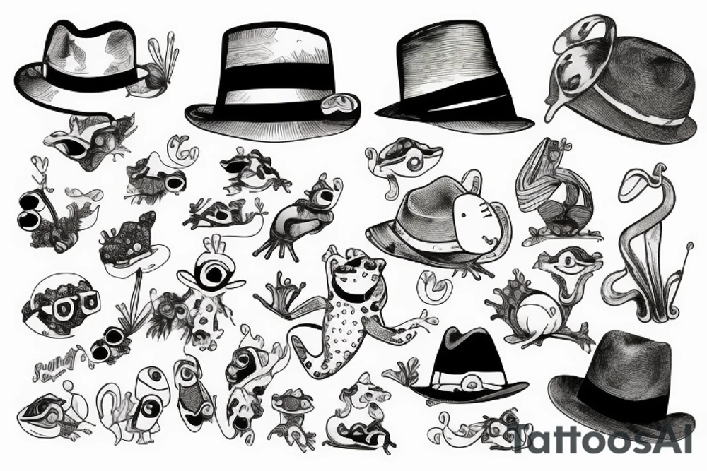 frog wearing a hat tattoo idea