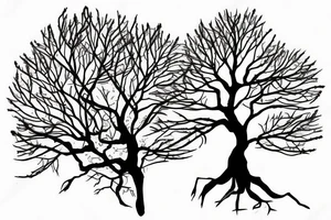 Maple tree with roots, rand reaching for Virgo tattoo idea