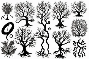 Maple tree with roots, hand reaching for Virgo tattoo idea