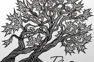 Maple tree with roots, hand reaching for Virgo tattoo idea