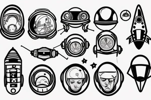 a spaceman helmet that looks mechanical and has red colours for a tattoo and you cant see the face and its front on tattoo idea