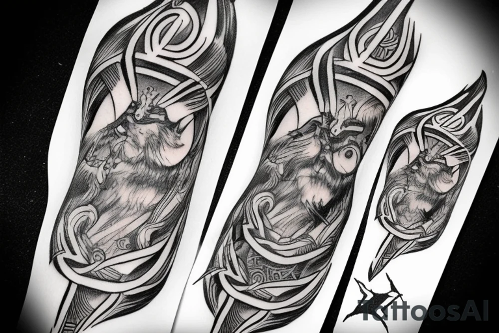 Odin viking raven tattoo arm sleeve tattoo idea