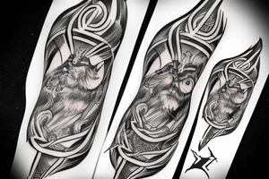 Odin viking raven tattoo arm sleeve tattoo idea