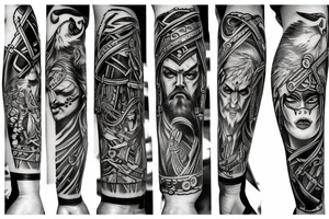 Odin viking raven tattoo arm sleeve tattoo idea