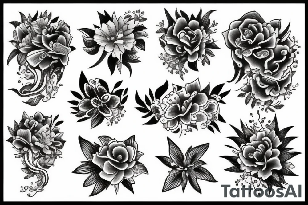 wind and flowers tattoo idea