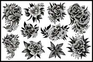 wind and flowers tattoo idea
