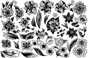 wind and flowers tattoo idea