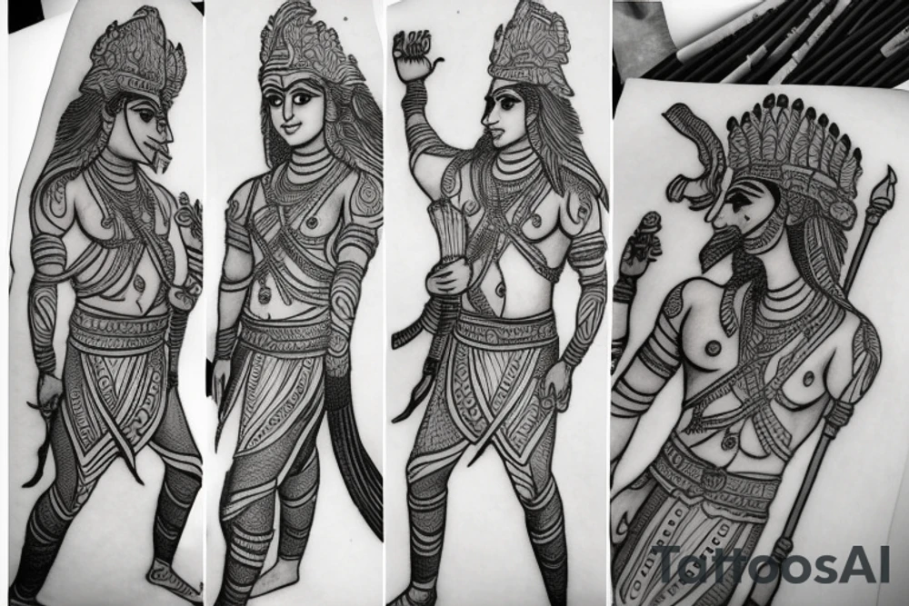 Arjun from Mahabharat warrior image tattoo idea