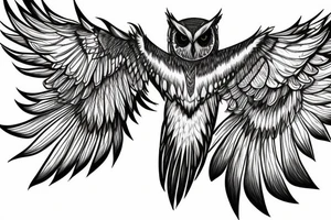Owl swooping down wings spread wide tattoo idea