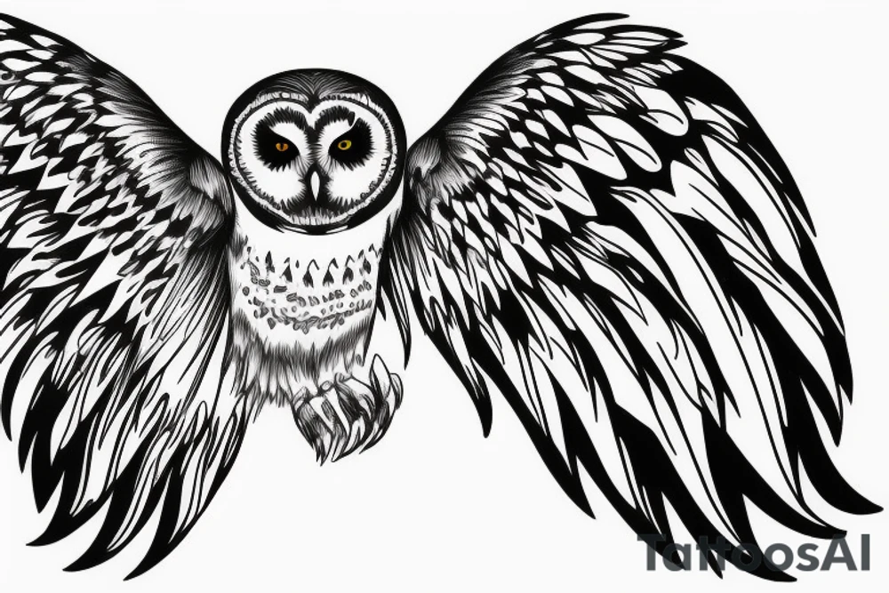 Owl swooping down wings spread wide tattoo idea