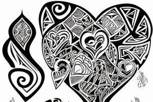 A piece that ties together concepts from the black and white styles, along with biomechanics designs, and a touch of tribal. Also including some broken heart themes. tattoo idea