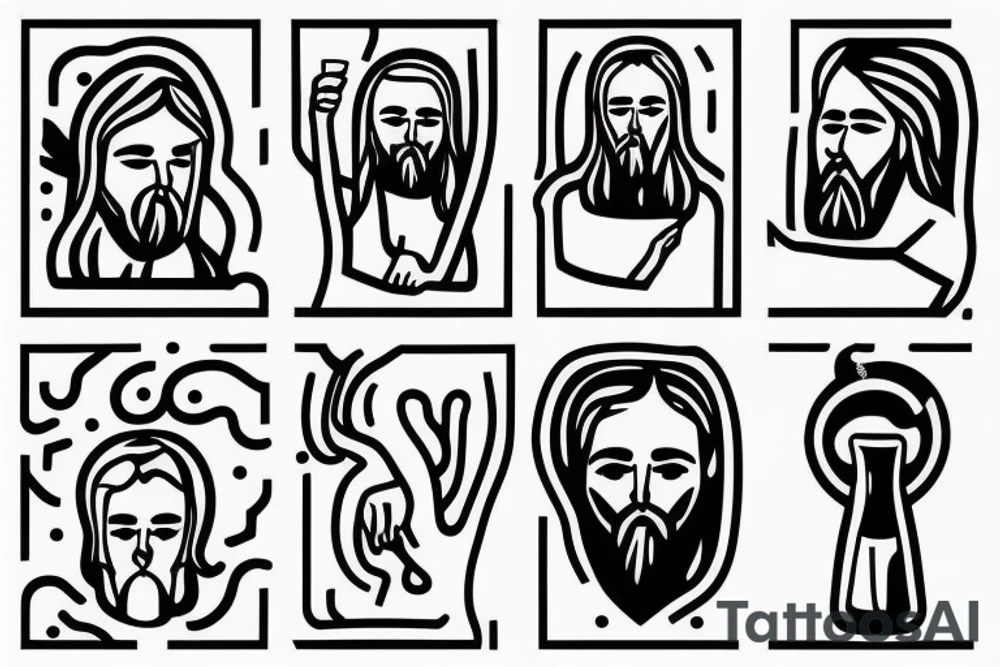 Jesus with beer bottle in hand tattoo idea