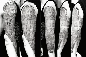Jesus with beer bottle in hand tattoo idea