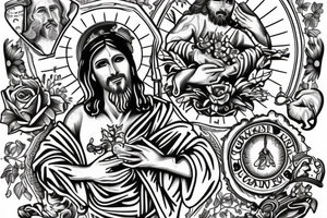 Jesus with beer bottle in hand tattoo idea