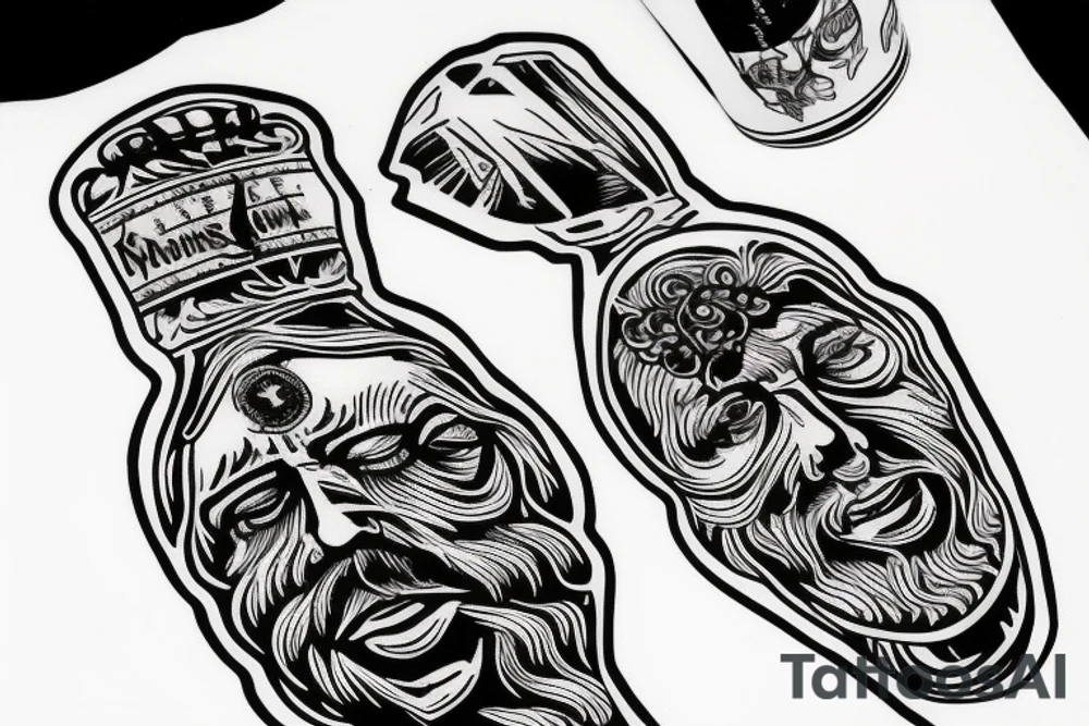 Jesus with beer bottle in hand tattoo idea