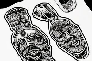 Jesus with beer bottle in hand tattoo idea