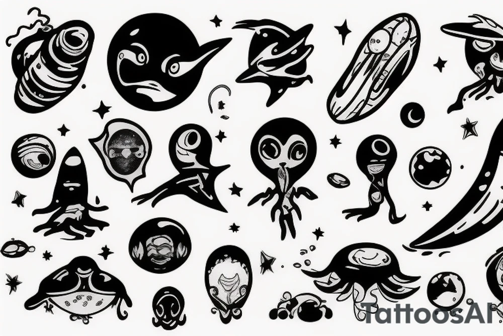 alien smoking the universe tattoo idea