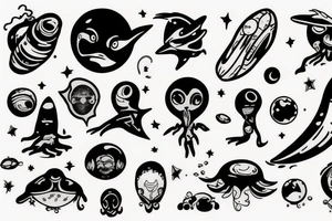 alien smoking the universe tattoo idea