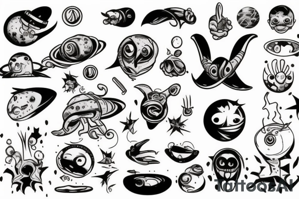 alien smoking the universe tattoo idea