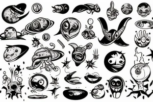 alien smoking the universe tattoo idea