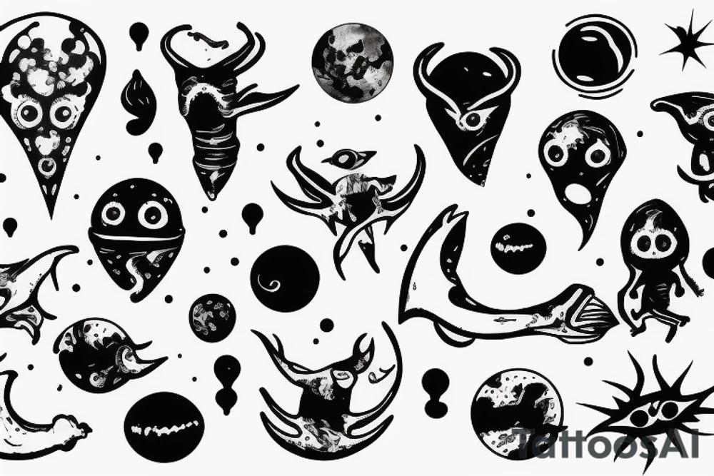 alien smoking the universe tattoo idea