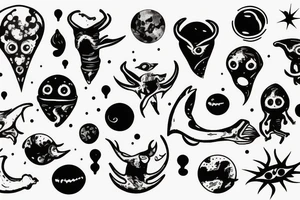 alien smoking the universe tattoo idea