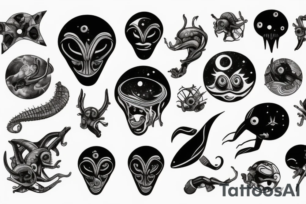 alien smoking the universe tattoo idea