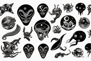 alien smoking the universe tattoo idea