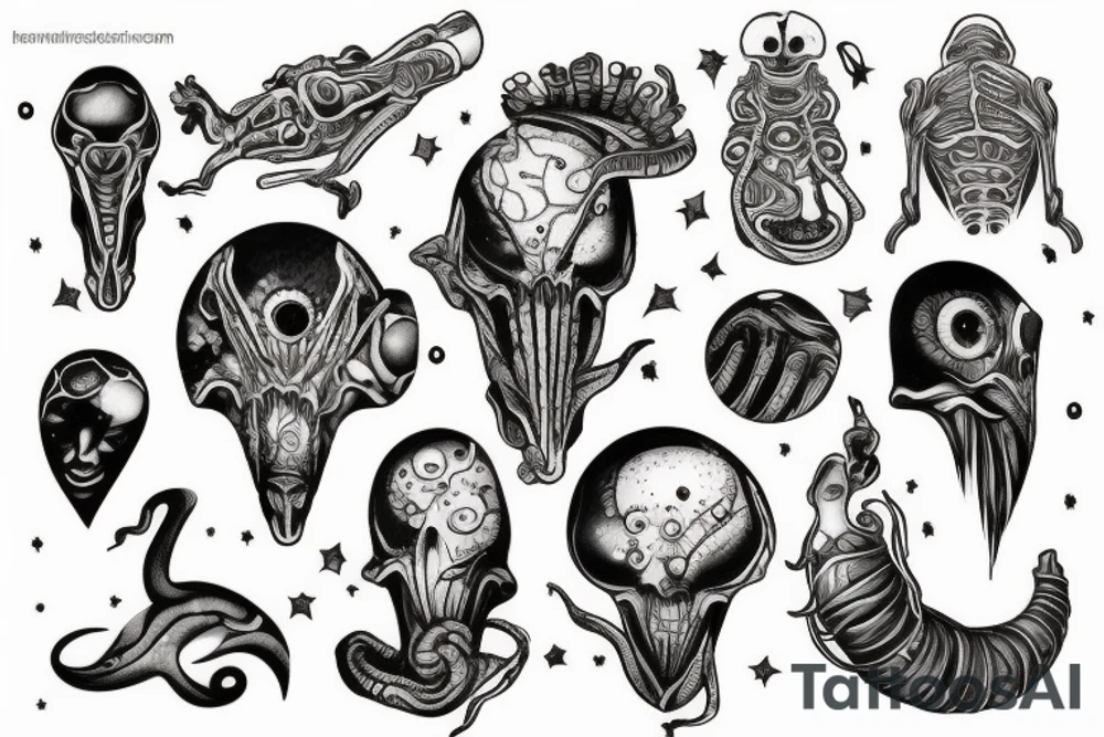 alien smoking the universe tattoo idea