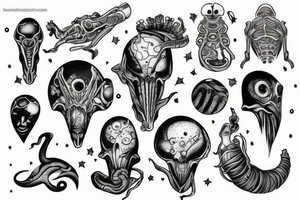 alien smoking the universe tattoo idea