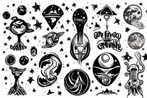 alien smoking the universe tattoo idea