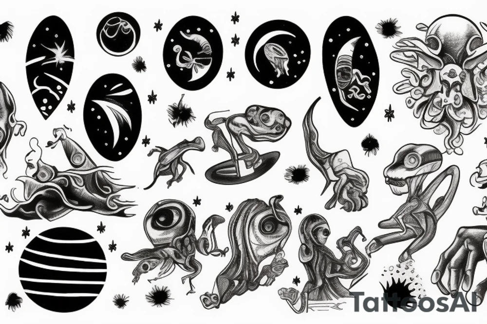 alien smoking the universe tattoo idea