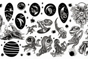 alien smoking the universe tattoo idea