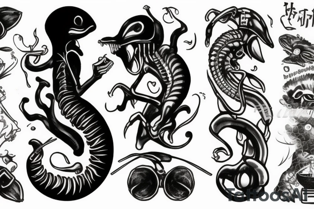 alien smoking cigar tattoo idea