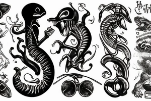 alien smoking cigar tattoo idea